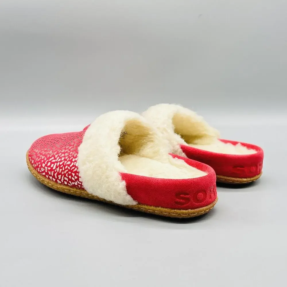 Sorel Shoes Kids Girls 3 Pink Faux Fur Lined Slip On Clog Cozy House Slippers